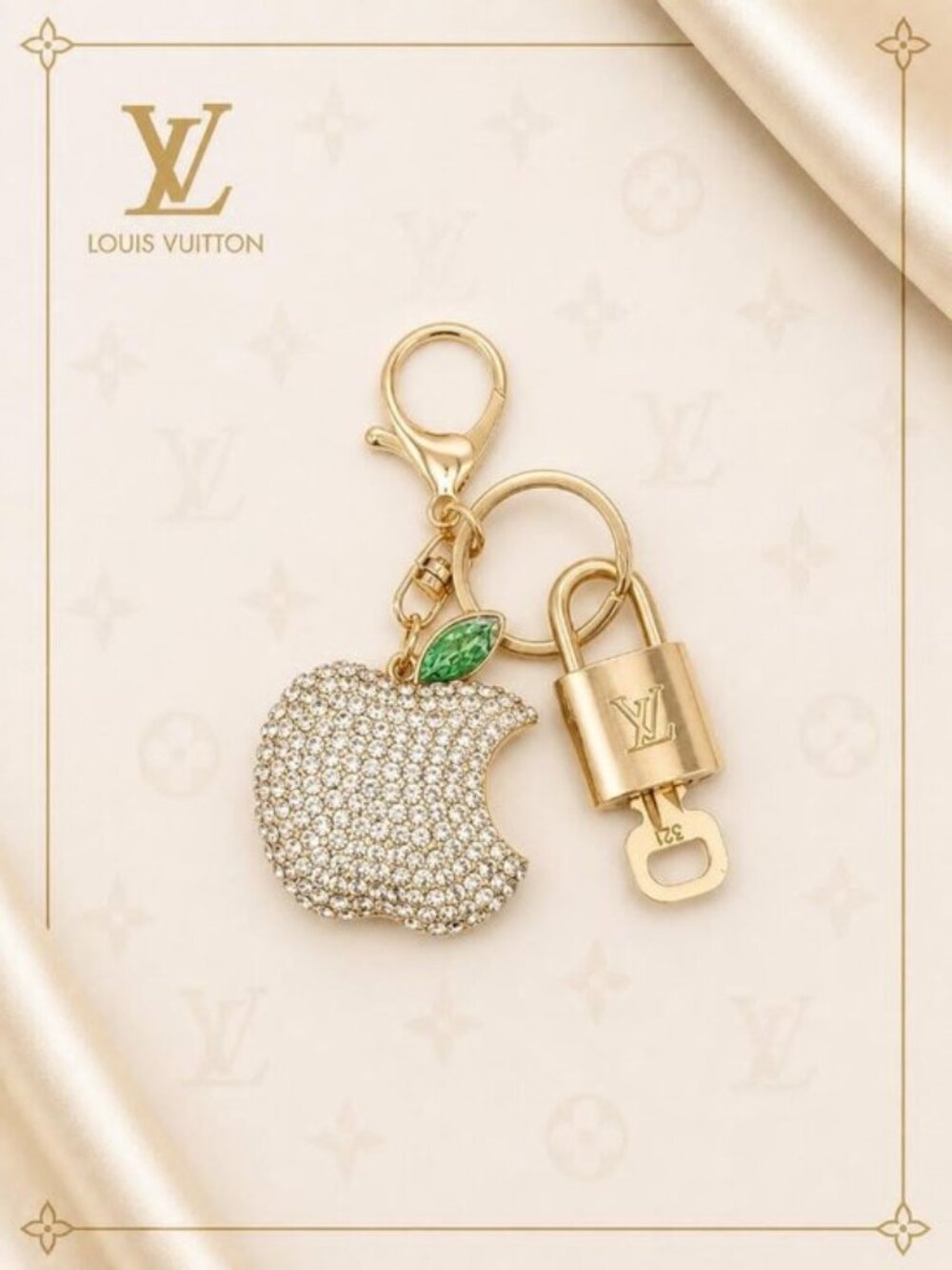 Louis Vuitton Authentic Gold Lock 🔒 Unbranded Apple Keychain Charm for Bags